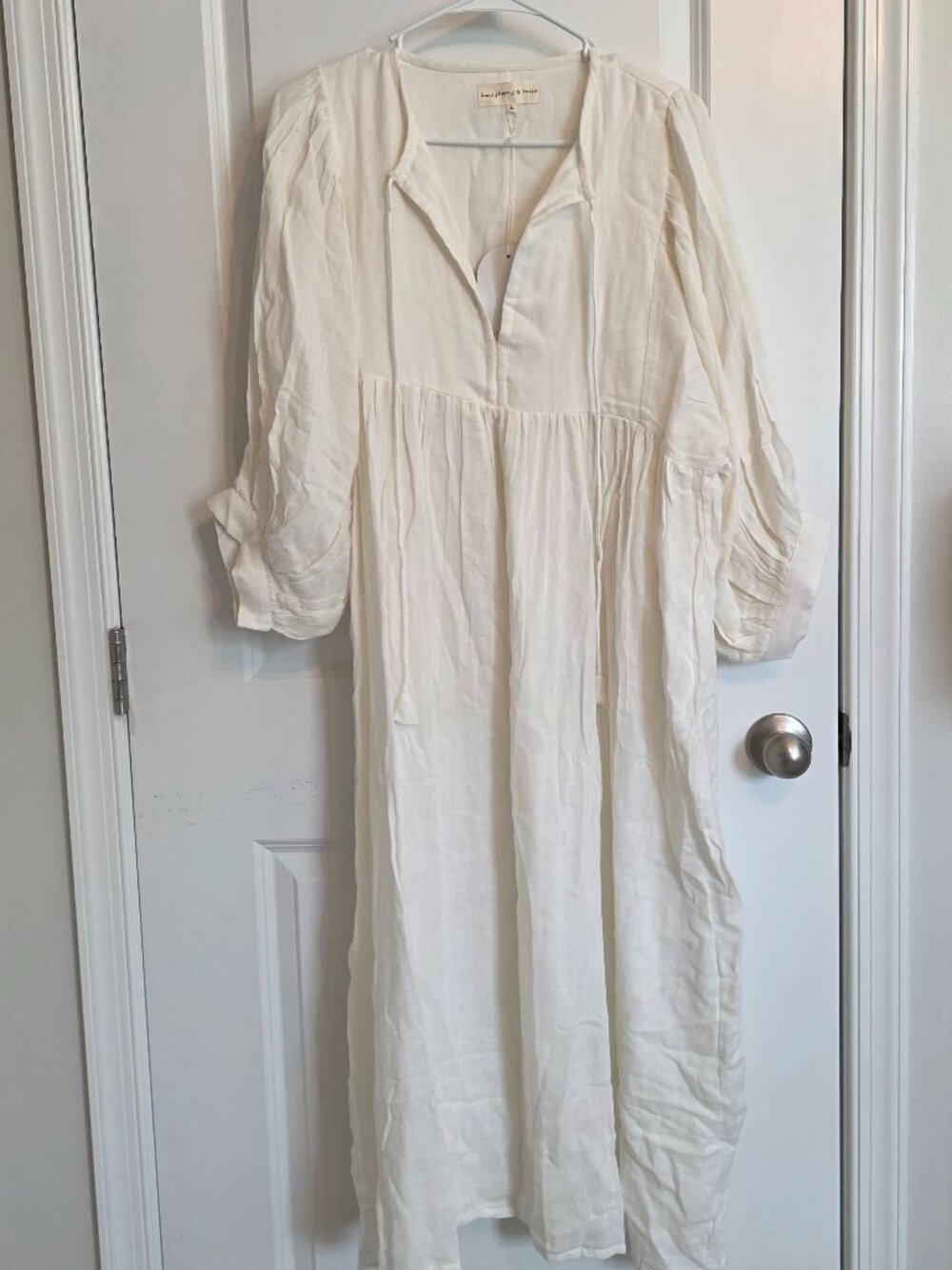 Daughters of India Off-White Gauze Midi Dress - Size Large